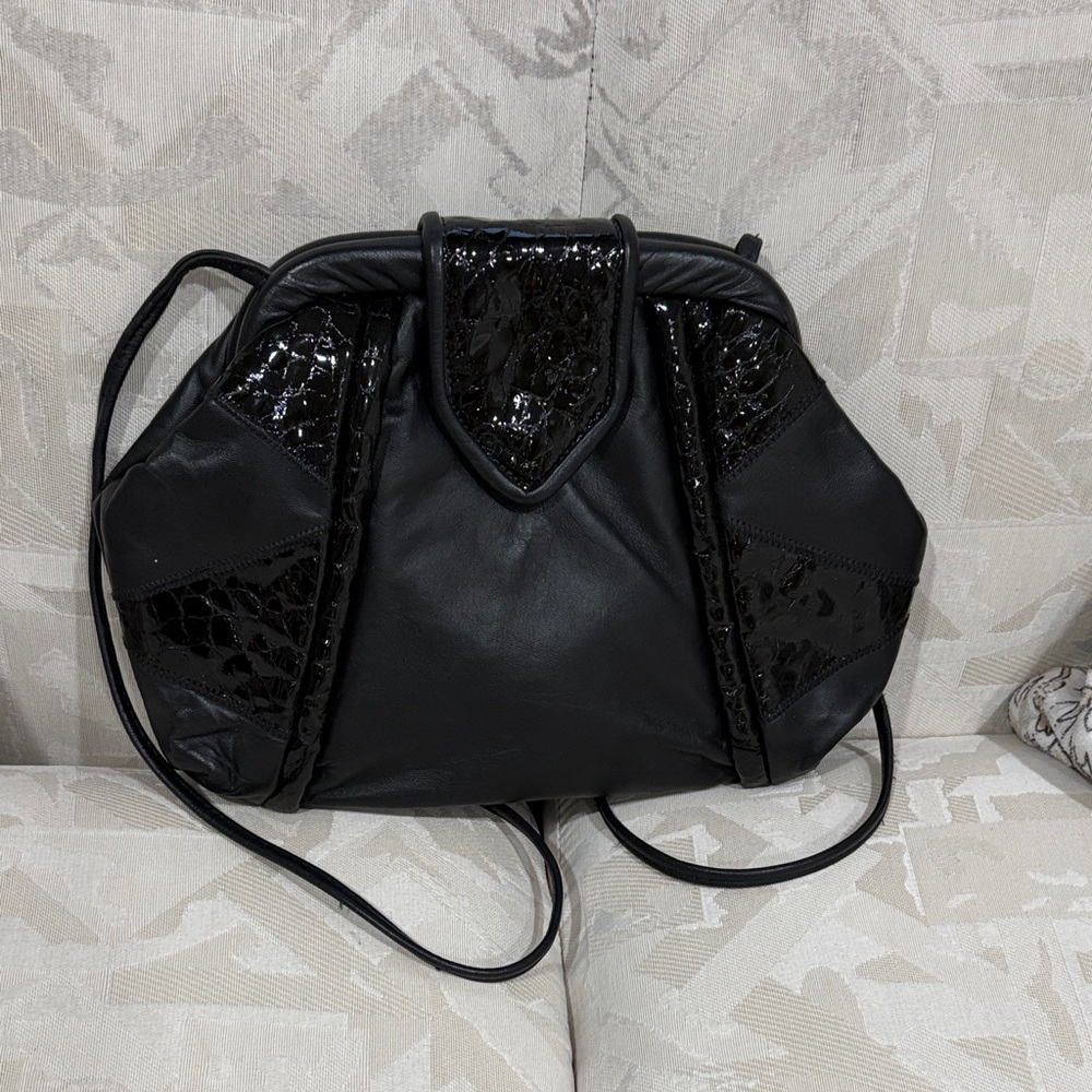 Park Avenue Int VTG genuine leather Classic Black Women’s Shoulder clutch bag - Picture 2 of 14